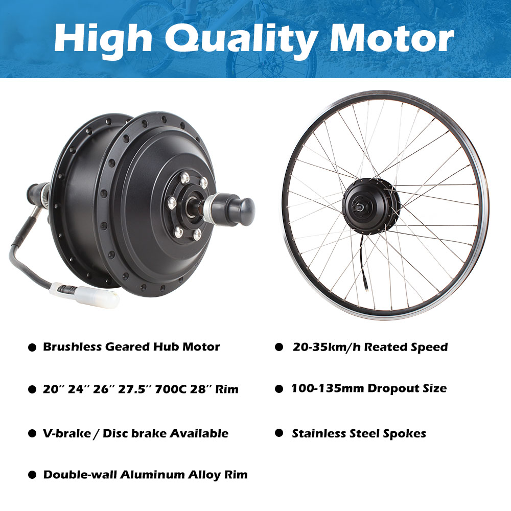 36v 250w Geared Hub Motor Front And Rear Wheel Electric Bike Conversion Kit
